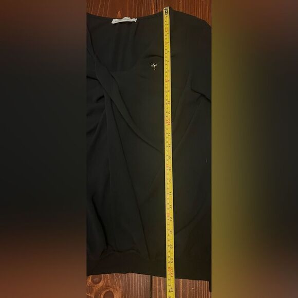 Rinascemento Blouse Sz Medium Italian Black Draped Front Low High Hem - Picture 11 of 12